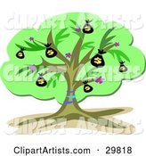Green Financial Money Tree Growing Money Sacks