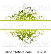Green Floral Text Bar Background with Blank Space on White