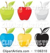 Green Red Gray Blue Yellow and Black and White Apple Icons