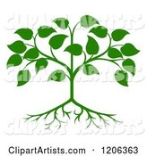 Green Seedling Tree with Leaves and Roots