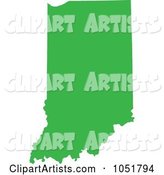 Green Silhouetted Shape of the State of Indiana, United States