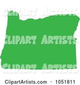 Green Silhouetted Shape of the State of Oregon, United States