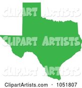 Green Silhouetted Shape of the State of Texas, United States