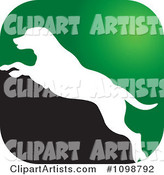 Green White and Black Leaping Dog Icon