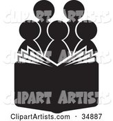 Group of Silhouetted Choir or Church Members Behind an Open Book or Bible