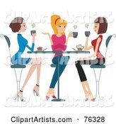 Group of Young Ladies Chatting over Coffee