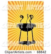 Grungy Black Barbeque with Smoke over a Bursting Background