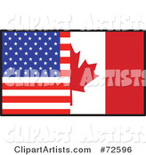 Half American, Half Canadian Flag