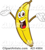 Happy Banana Character Holding His Arms up