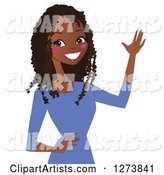 Happy Black Woman Presenting