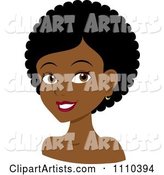 Happy Black Woman with Curly or Afro Hair
