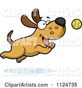 Happy Dog Chasing a Tennis Ball
