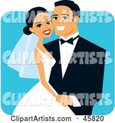 Happy Hispanic Bride and Groom Posing for a Portrait