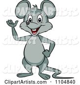 Happy Mouse Waving and Standing Upright