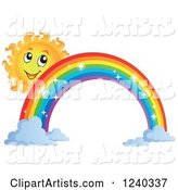 Happy Sun by a Sparkly Rainbow