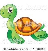 Happy Swimming Sea Turtle
