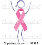 Happy Woman with a Breast Cancer Awareness Ribbon Body