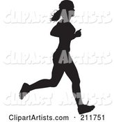 Healthy Black Silhouetted Track Woman Running