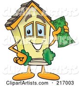 Home Mascot Character Holding Cash