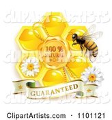 Honey Bee with a Natural Honeycomb and Guaranteed Banner