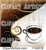 Hot Coffee Cup with Steam and Swirls 2