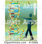 Human Silhouette and DNA Double Helixes