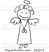 Innocent Flying Stick Angel Girl with a Halo