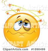 Knocked out Emoticon Face Seeing Stars