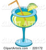 Lime Garnish on a Margarita Alcoholic Beverage