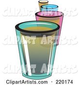 Line of Colorful Shot Glass Alcoholic Beverages