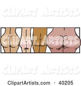 Line of Different Human Butts with Tan Lines