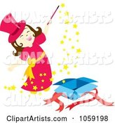 Little Magician Girl Doing Magic