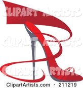 Logo Design of a Red Ribbon and Heel Shoe