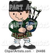 Man Playing Bagpipes and Wearing a Kilt in Scotland