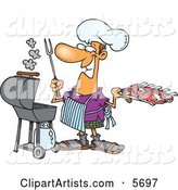 Man Preparing to Barbeque Ribs on a Gas Grill