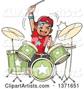 Manga Boy Playing Drums