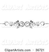 Mirrored Black and White Scroll Lower Back Tattoo Design or Flourish with Tendrils