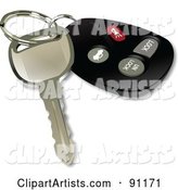 Modern Black Car Key and a Keyless Entry Fob