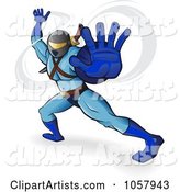 Ninja in Blue Holding His Hand out