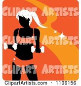 Orange Fitness Avatar with a Woman Working out with Dumbbells