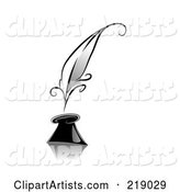 Ornate Black and White Quill and Ink Design