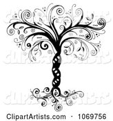 Ornate Whimsical Tree of Life in Black and White