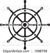 Outlined Ship Helm Wheel