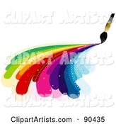 Paintbrush Painting Rainbow Curves