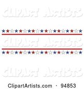 Patriotic Border of Red, White and Blue Grungy American Stars with Text Space
