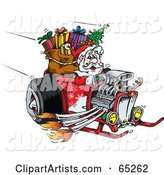 Peaceful Santa Driving a Flaming Hotrod Sled