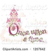 Pink Fairy Tale Sky Castle with Once upon a Time Text