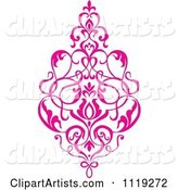 Pink Victorian Floral Damask Design Element 1