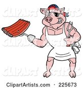 Pirate Pig Chef Holding Ribs with a Hook Hand