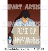 Poor Man Sitting with a Please Help Homeless Sign